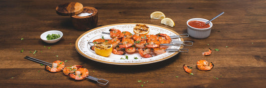 Cocktail Shrimp Skewers With Harissa Cocktail Sauce