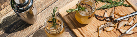 Rosemary Pear Gin Smash with Grilled Pears & Ginger Ale