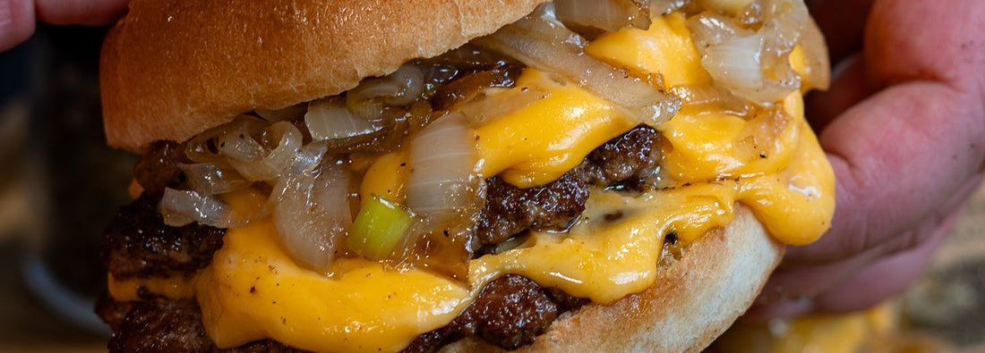 Double Smash Burger with Caramelised Onions