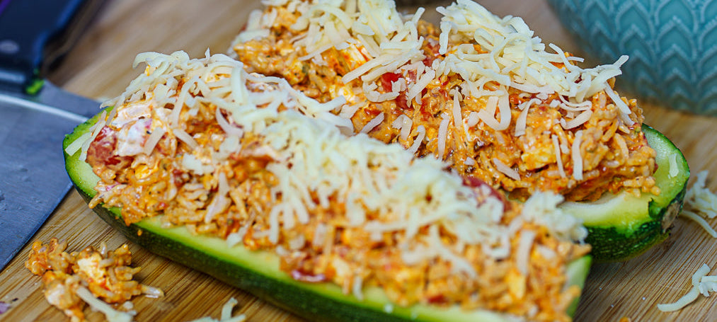 Grilled Vegetarian Stuffed Courgette